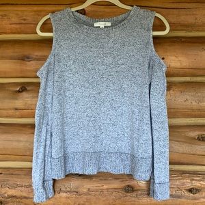 Heather Gray Cold Shoulder Sweater